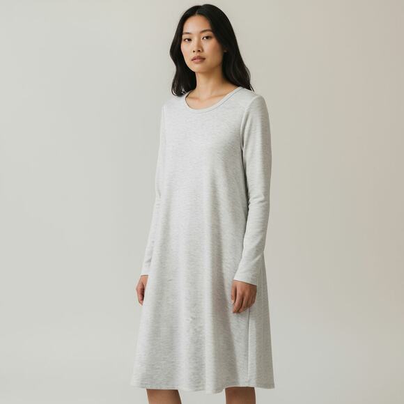 Three Bird Nest Jake Long Sleeve Crewneck Jersey Dress Gray Heather Sz Medium - Picture 1 of 13